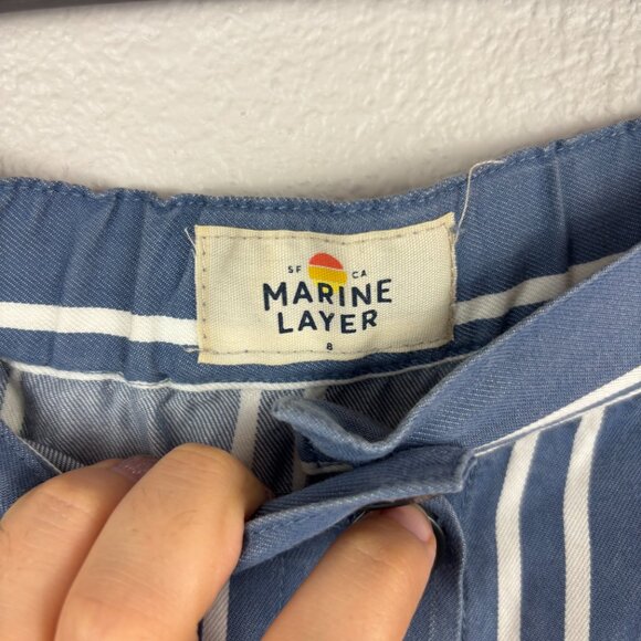 Marine Layer Womens Blue White Striped Button Front Tess Pencil Skirt Size 8 - Picture 6 of 10